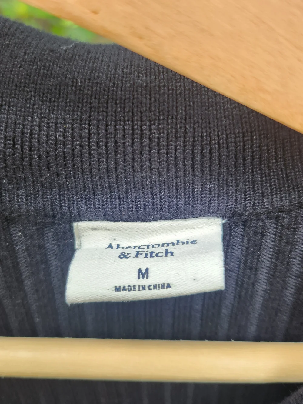 Abercrombie & Fitch Med Black Ribbed Polo Maxi Dress